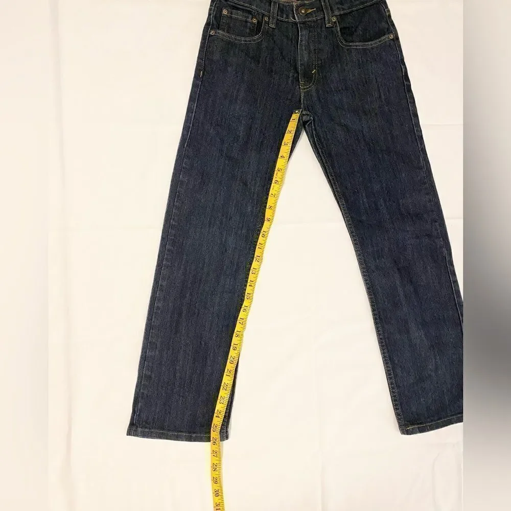 Boys Levi’s slim straight adjustable waist dark blue wash denim jeans. Size 14 R